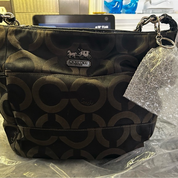 Coach Handbags - Coach Black and Dark Brown  OC Signature Shoulder Bag